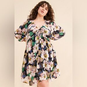 Anthropologie Flowy Fairy Coquette Boho Ruffle Pullover Tiered Floral Dress 1XL